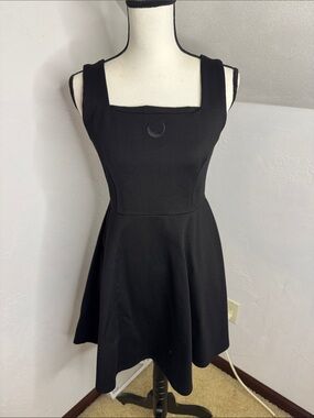 Katakomb Black Sleeveless Square-Neck Dress with Crescent Detail Sz L
